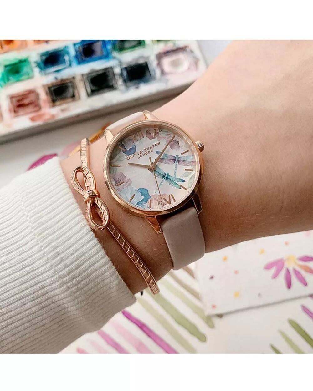 Olivia Burton Painterly Butterfly Prints Watch 30mm Everyday Classic NWT